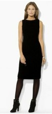 Lauren Ralph Lauren Black Lambswool Crepe Sleeveless Sheath Dress 12 $229