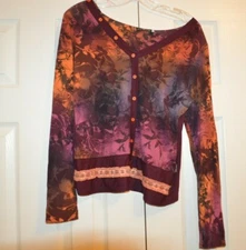 VANGO PARIS Multi Color Top Shirt blouse Button Front Size 3