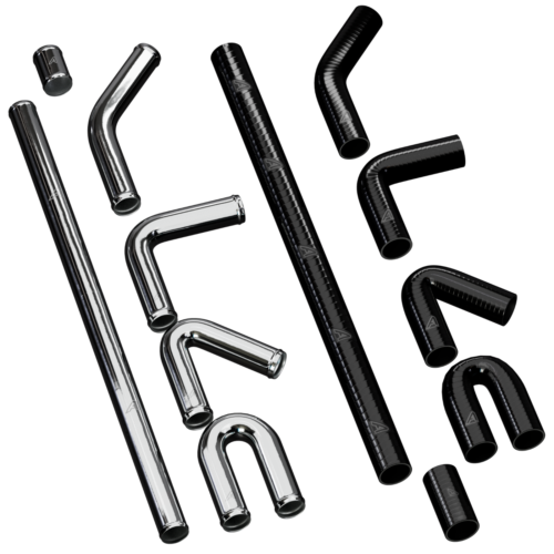 Aluminium Universal Alloy Intercooler Pipe Elbow & Black Silicone Hose Pipework - Picture 1 of 230