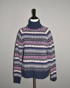 J-CREW-128-Fair-Isle-Turtleneck-Wool-Sweater-Small