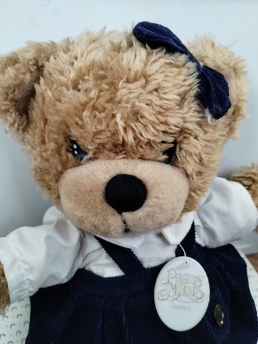 PRECIOUS MOMENTS Eyvette Bear - blue corduroy clothes 15# 1766 - Picture 2 of 6
