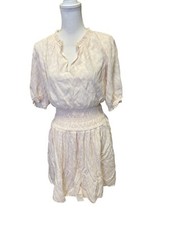 Nine West Blouson Mini Dress Pale Pink Ruffle Cinched Waist Size XL a24