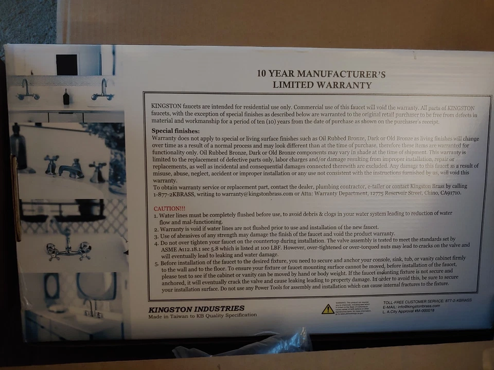 Torneira de cozinha moderna Kingston latão KS813C montagem na parede, cromo polido - Imagem 4 de 4