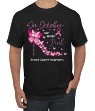 In October We Wear Pink Diamond Heel Awareness Mens TShirt