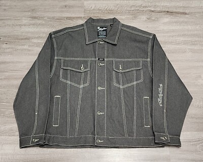 MUST GO!! SUPER RARE VINTAGE KARL KANI 1995 DENIM GRY JCKT SZ