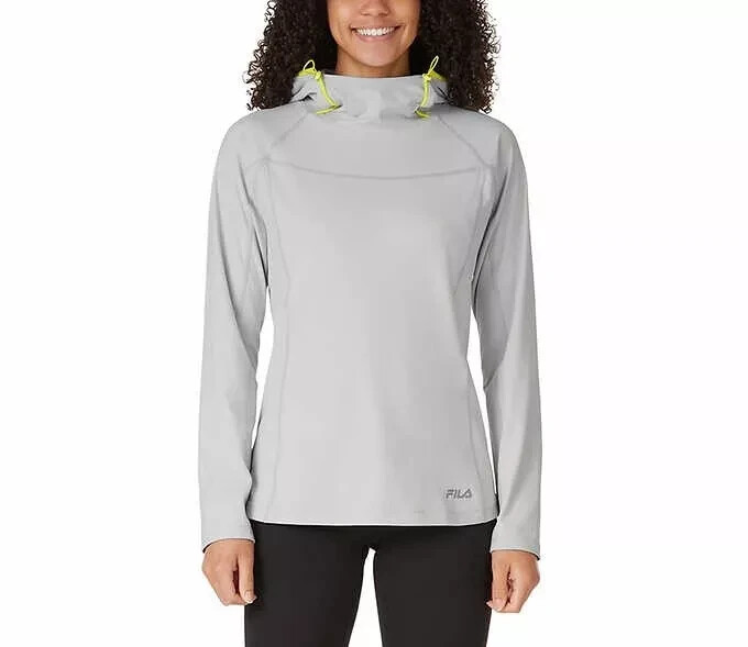FILA Felpa con Cappuccio Donna Allenamento Collo ad Imbuto Grigio Taglia S