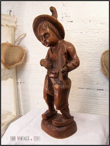 Ancienne statue Bois Le joueur