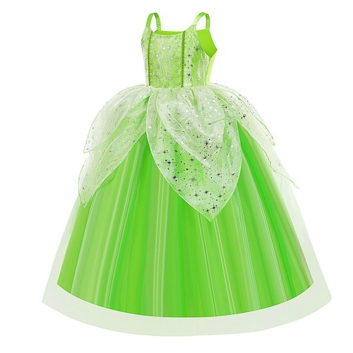 Fairytale Tiana Tinker Bell Girls Costume Party Birthday Book Week Dress Wings - Picture 5 of 18