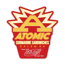 Bumper Sticker; Atomic Submarine Sandwiches Die Cut Sticker, Vintage Sub Shop
