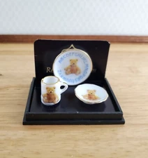 Dollhouse Teddy Bear ABC Nursery Dishes Reutter Porcelain 1:12 Scale Plate Bowl