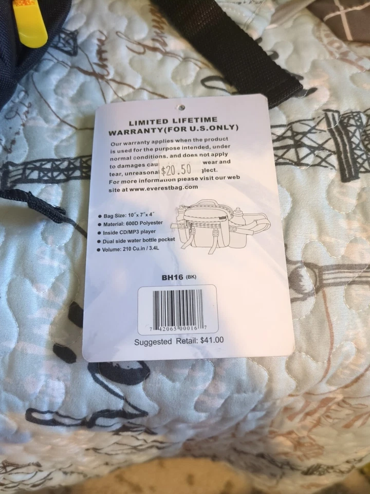 Everest BH16-NY 10 pulgadas Paquete de cintura con botella de doble apretón aislada senderismo deportes Foto 4 de 4