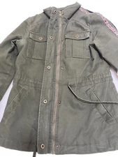 Alter’d State Women Sz XS Jacket Utility Zip & Button Olive