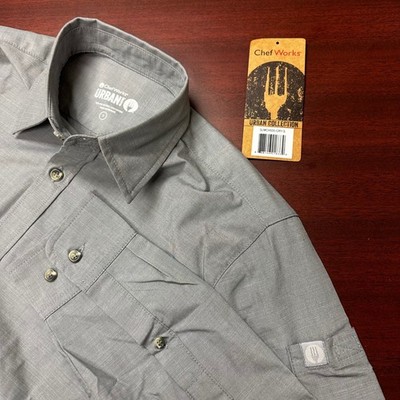 Chef Works Urban Collection Long Sleeve Button Up Shirt Mens Small Work NEW