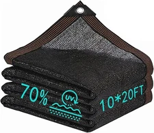 Shade Cloth，70% Garden Sun Cloth Mesh Tarp，10 x 20 FT 10*20, Black 