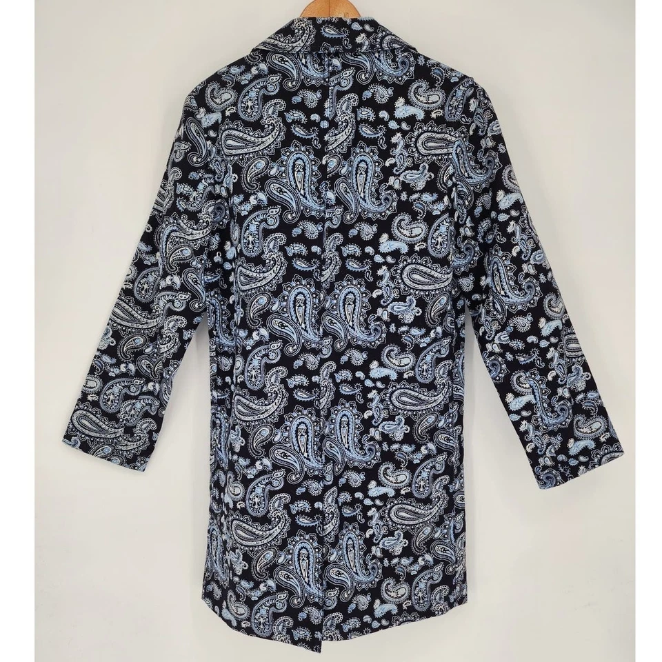 Michael Kors Navy Blue Paisley Trench Coat Women’s Size Small - Image 3 of 4