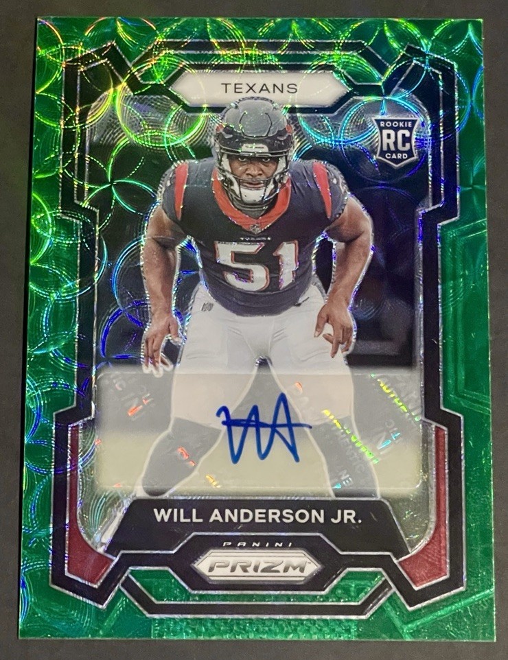 2023 Panini Prizm Will Anderson Jr. /75 Rookie Green Scope Prizm AUTO RC #342