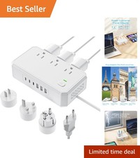 to Travel Adapter 220V to 110V Voltage Converter with 4.5A 6-Port USB Chargi...
