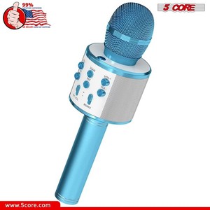 5 Microphone de base sans fil Karaoke Mic avec haut-parleur portable Bluetooth Microfono