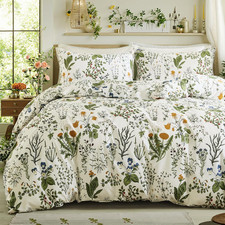 Reversible Floral Queen Duvet Cover Set - 100 Cotton, 3 Pieces, Soft  Breathab