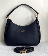 NWT COACH Lori Shoulder Bag Black Pebbled Leather Gold Hardware Style CJ517