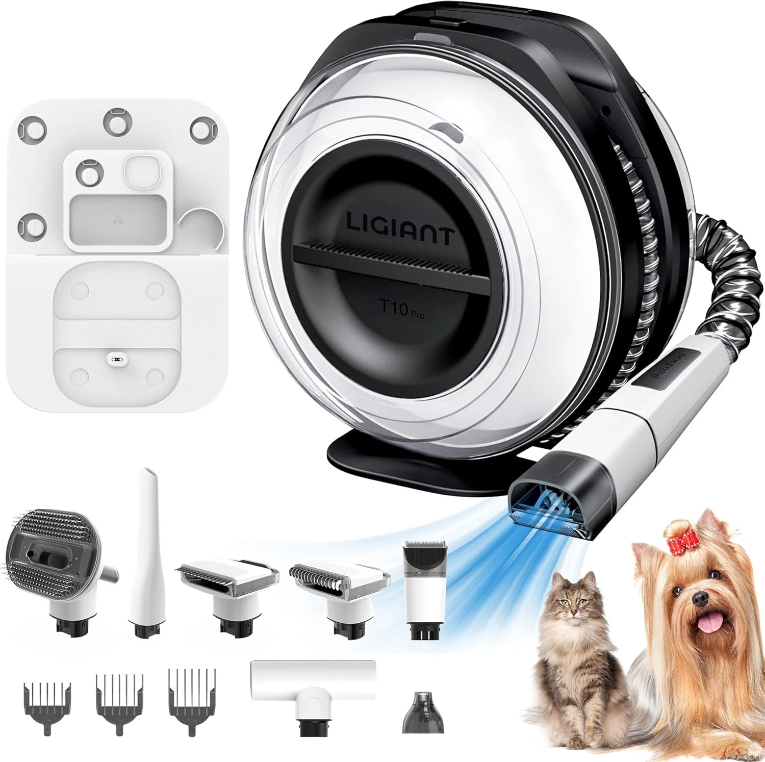 T10 Pro Cordless Pet Grooming Vacuum Kit, 7-In-1 Dog Grooming Kit W/Electric Cli