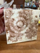 Antique American Encaustic Tile Co Floral  Sunflower Pattern Tile c1920's?