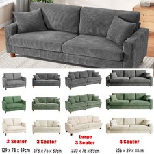 4 Seater Corduroy Sofa Jumbo Cord Modern Sofa Couch Seats with 2 Pillows Soft