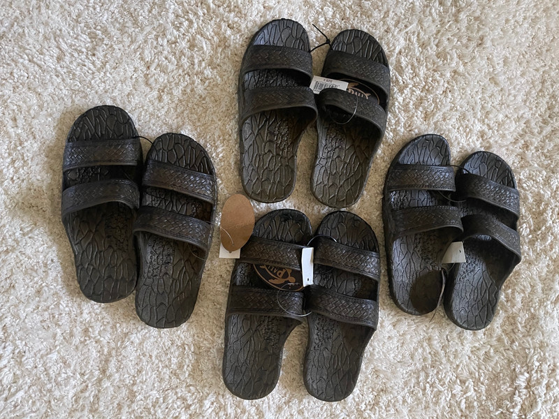 Lot of 4 NEW Pali Hawaii Brown Rubber Jandals Shower Sandals Size 5 Unisex