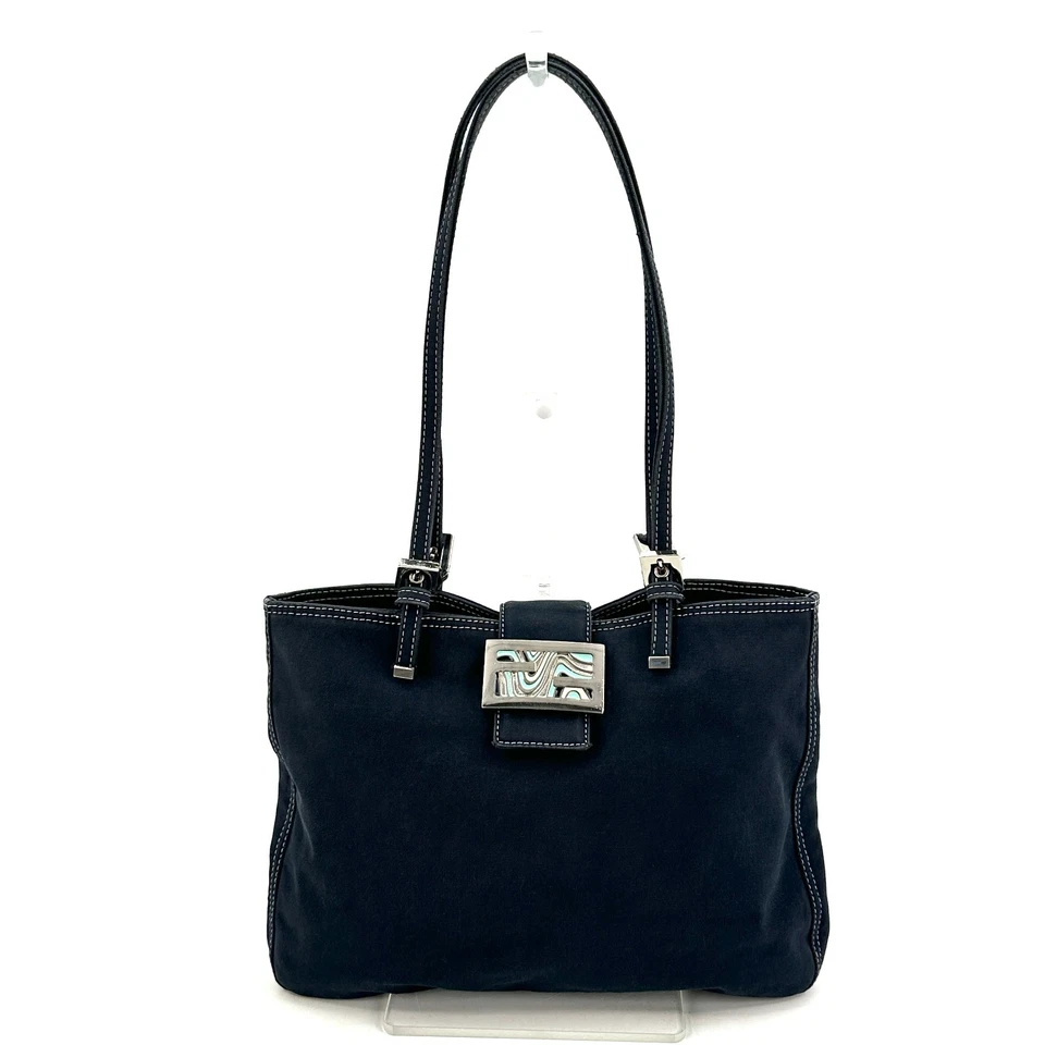 Bolso de Hombro Fendi Mamma Baguette Denim Auténtico 308T0302 Foto 2 de 4