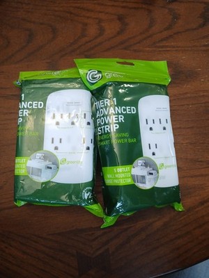 Greenlite 5 Outlet Tier 1 Advanced Power Strip Wall Mt Surge Protector. Lot Of 2