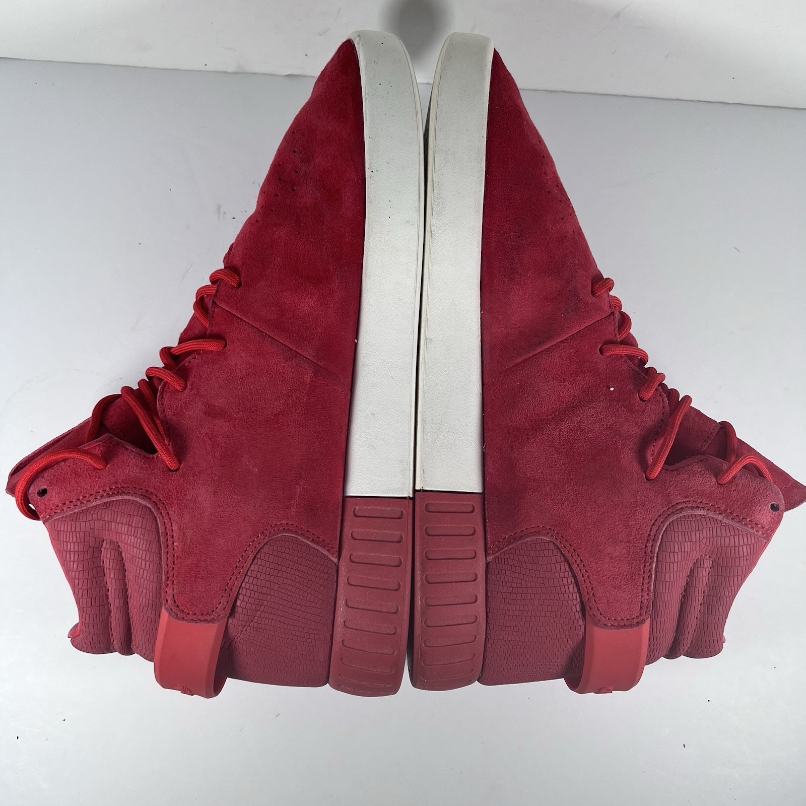 Adidas Tubular Invader Mid Red Suede Lace Up Athletic Shoes Men's Size 10 thumbnail 5