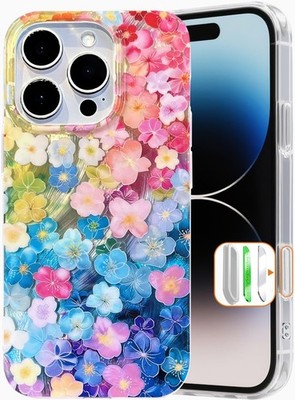 iPhone 16 Pro Max Case Colorful Iridescent Flower Design, Shockproof Protection