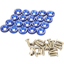 20 Pcs Blue CNC Billet Aluminum Fender Washer Engine Bay Dress up Kit