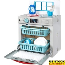 Pretend Play Dishwasher Toy W/ 14 Accessories Kids Age 2 Interactive Appliance