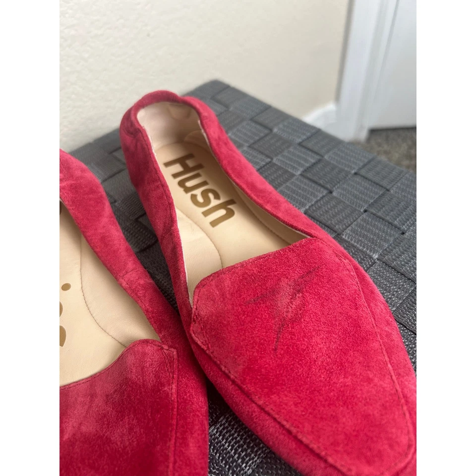 NUEVO Zapatos planos Hush Puppies para mujer talla 6,5 sin cordones en punta rojo rosa gamuza  Foto 4 de 4