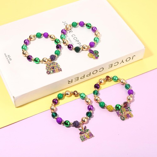Karneval Armbänder für Damen Karneval Stapel Perlenarmband Armreifen Maske Fleur - Bild 4 von 7