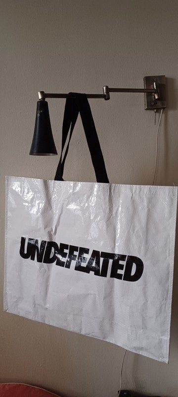 UNDEFEATED Large Shopping Tote Bag Gift Packaging White Plastic 19 X 23 X 6"