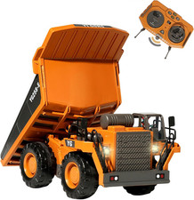 9-Channel Metal RC Dump Truck with Lights and Sound, Remote Control Construction