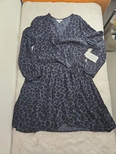 Women's Time And Tru Livaeco Blue Leopard Print Dress Size Large