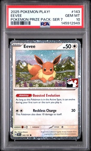 2025 POKEMON PLAY! POKEMON PRIZE PACK: SERIES 7 #143 EEVEE PSA 10