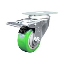 3.5 Inch SS Green Polyurethane Top Plate Caster with Total Lock Brake SCC