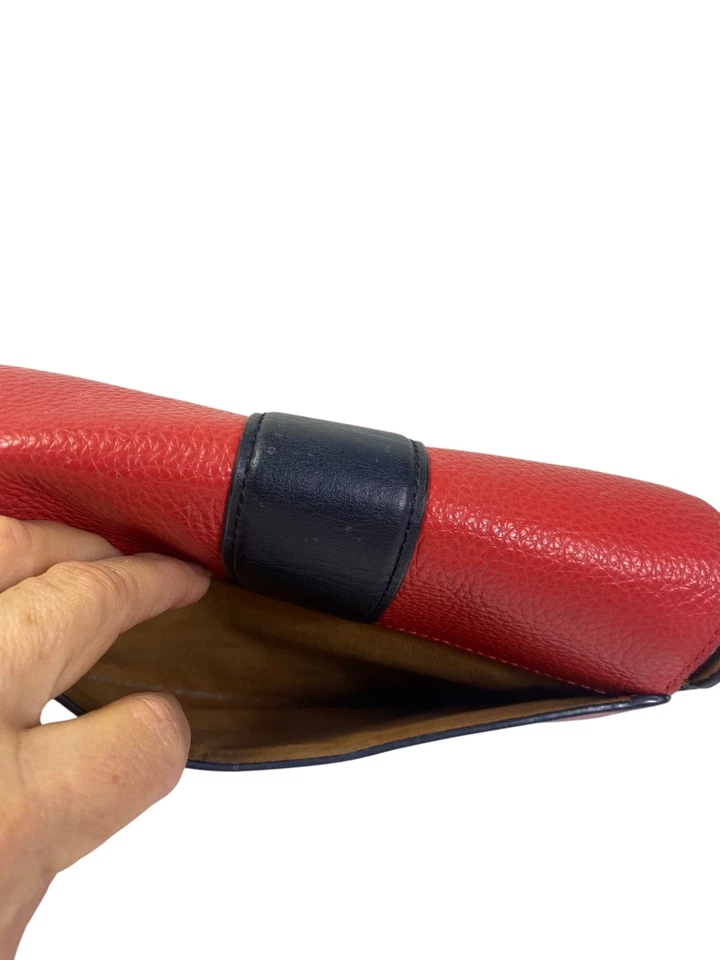 Bolso Coach Georgie Saddle Bloques de Color Guijarro/Cuero Liso Bandolera Rojo Negro Foto 4 de 4