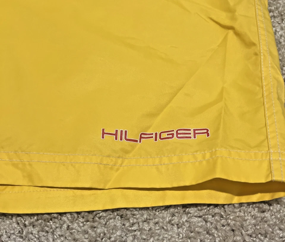 Tommy Hilfiger Mens XL Yellow Orange Swim Board Shorts Vintage Logo Y2K Preppy Foto 2 de 4