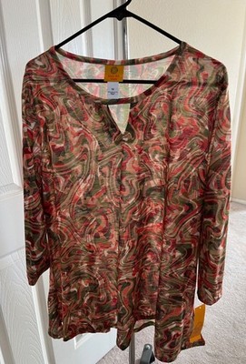 Ruby Rd Multi Colored Paisley Style Flowing Top NWT Size 1X