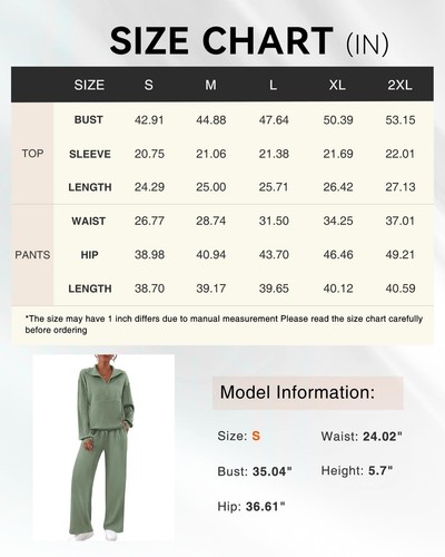 Womens 2 Piece Sweatsuits Set Long Sleeve Half Zip Pullover Sweatshirt Wide L... - Picture 5 of 9
