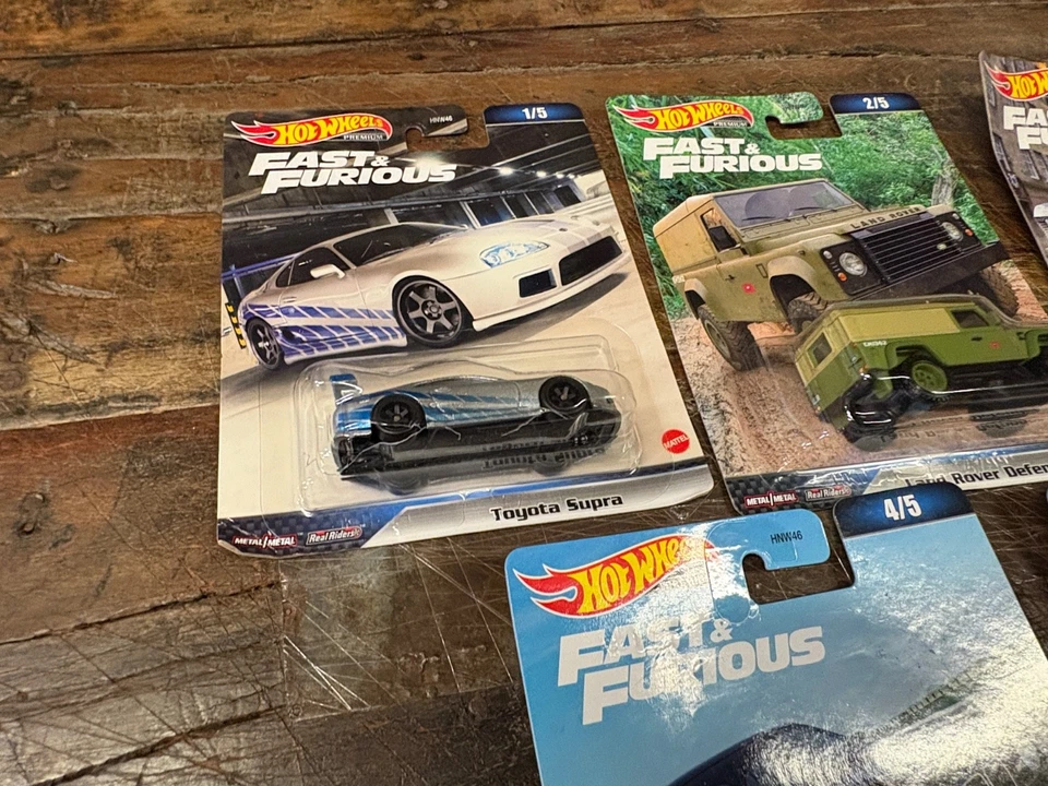 2022 Hot Wheels Premium Fast & Furious Complete 5 Car Set HNW46-956D DMGD PKGNG - Image 2 of 4