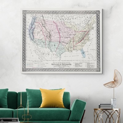 1878 Botanical Map of USA   Native Plants, Regions & Scientific Classification