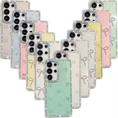 Hülle für Samsung S25 S24 A17 A07 A16 A35 Bling Glitzer Schleife Case Handyhülle
