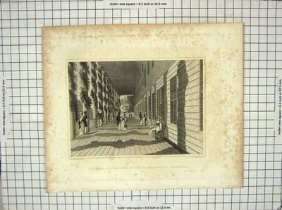 Original alter antiker Druck Amerika Piazza Kongresshalle Saratoga Springs Illman