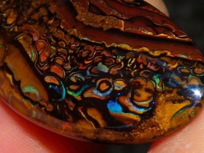 Nice Cut/Polished Koroit Opal Freeform Cab 70.4cts Patterns/Veins Queensland Au